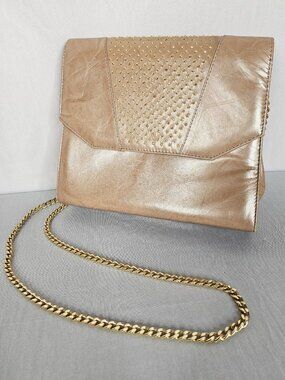 Vintage Timothy Hitsman Purse | Gold Studded Convertible Clutch Shoulder Bag